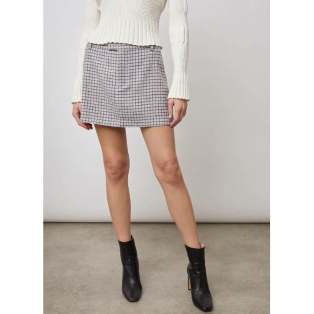 New RAILS Women's Lilac Navy Mini Check Prim Skirt Sz 8 Coastal Preppy Acadamia